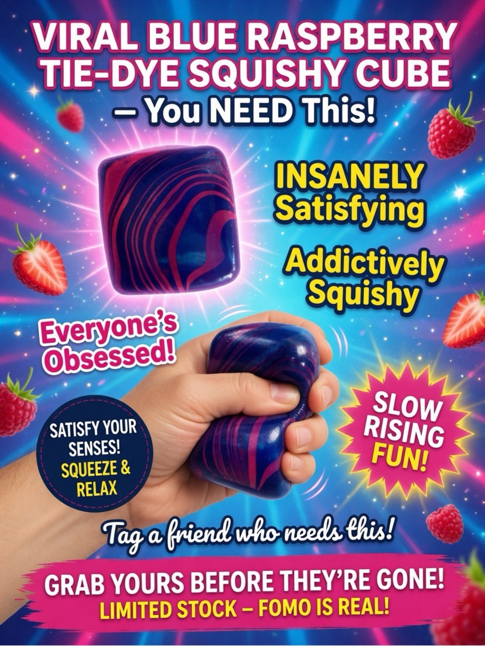 Blue Raspberry Viral TikTok Nice Cube Anxiety Sensory Relief Stress Ball